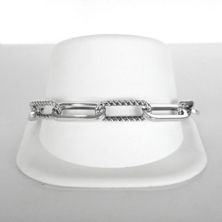 sterling silver rectangular link bracelet
