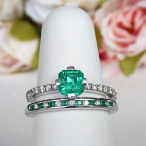white gold emerald and diamond rings