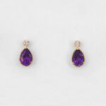 yellow gold amethyst and diamond earrings