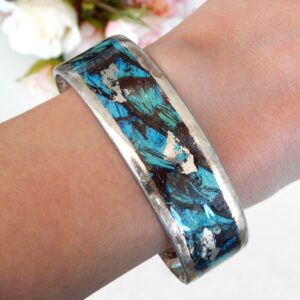 blue cuff sterling silver bracelet