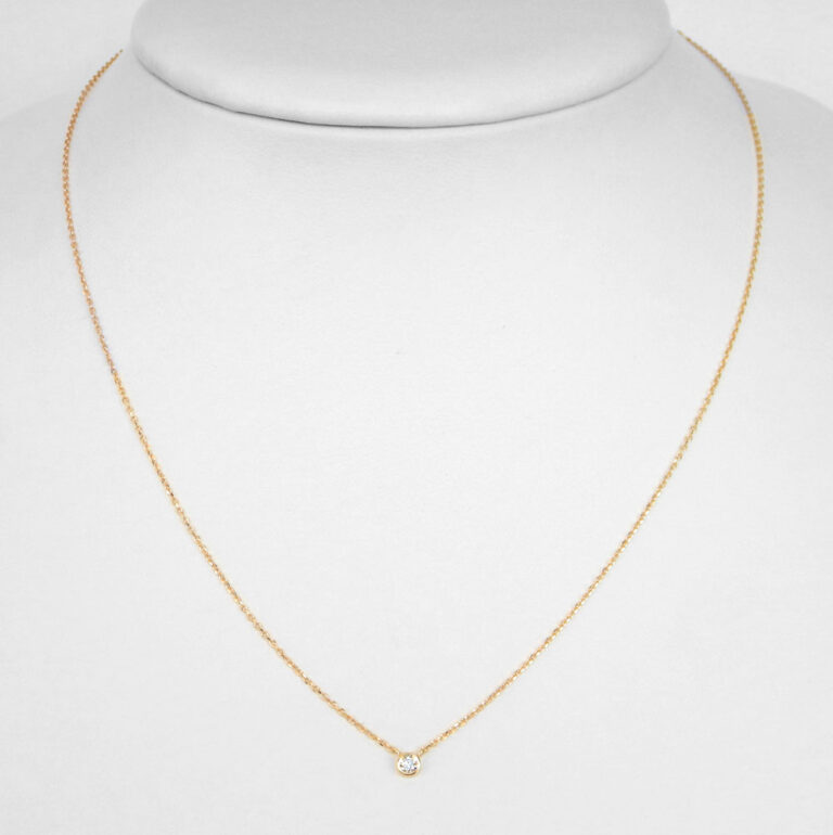 yellow gold diamond solitaire necklace