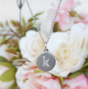 white gold diamond initial charm necklace