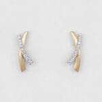 two tone gold diamond criss cross earrings