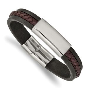 black and brown mens leather bracelet