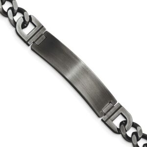 Stainless Steel Brushed Antiqued White Bronze Plated Curb ID Bracelet