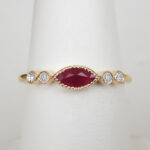 yellow gold marquise ruby stacking ring