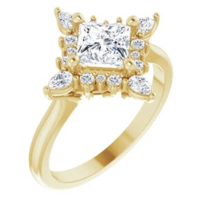 unique halo engagement ring