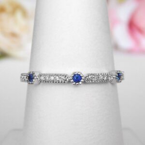 white gold art deco sapphire and diamond band