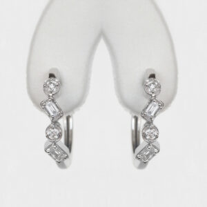 white gold diamond huggie earrings