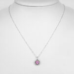 sterling silver pink tourmaline pendant on chain