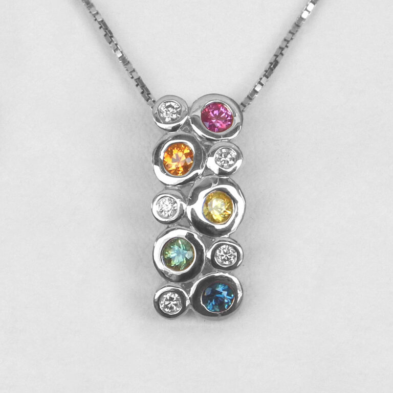 sterling silver rainbow sapphire pendant