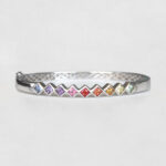 sterling silver multi colored sapphire bangle