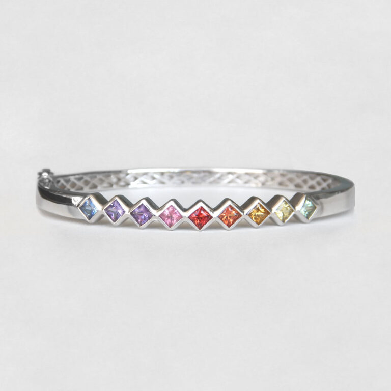 sterling silver multi colored sapphire bangle