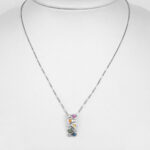 sterling silver rainbow sapphire pendant on chain