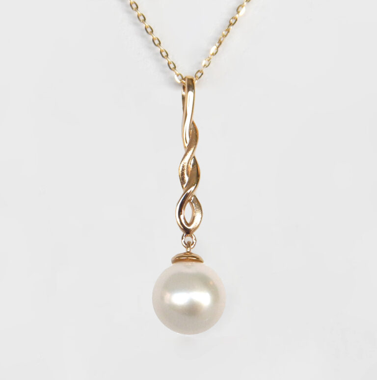 yellow gold freshwater pearl drop pendant