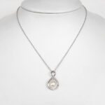 sterling silver freshwater pearl open loop pendant on chain