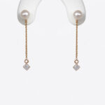 yellow gold pearl and diamond dangle earring