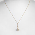 yellow gold freshwater pearl drop pendant on chain