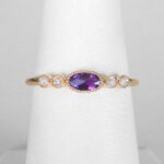 yellow gold amethyst and diamond stacking ring