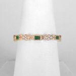 yellow gold emerald and diamond art deco stacking band