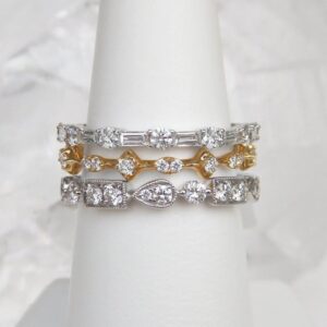 white gold and yellow gold diamond bands