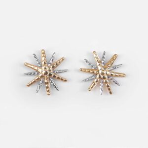 two tone gold starburst stud