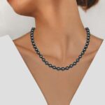 hematite necklace on model