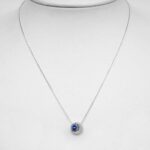 white gold sapphire and diamond crescent moon pendant on chain