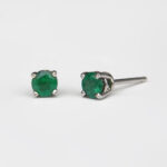 white gold round emerald studs