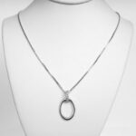 sterling silver oval diamond pendant on chain