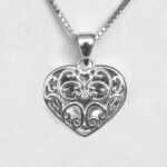 sterling silver diamond heart locket necklace