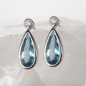 white gold aquamarine and diamond earrings