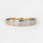 yellow gold double row channel set diamond band