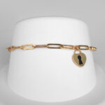 yellow gold heart padlock charm bracelet