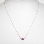 yellow gold oval amethyst and diamond necklace