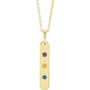 yellow gold family birthstone bar necklace