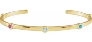 yellow gold birthstone cuff bracelet