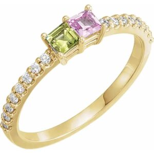 birthstone and diamond mothers ring