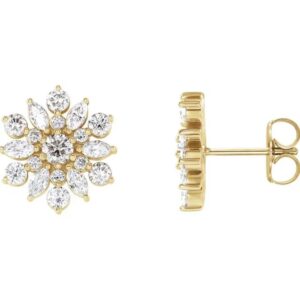 vintage inspired diamond floral earrings