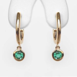 emerald hoop dangle earrings
