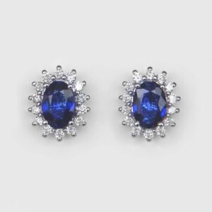 oval sapphire and diamond halo earrings