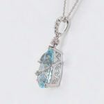 side view of aquamarine and diamond pendant