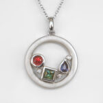 multi colored sapphire and diamond pendant