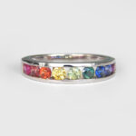 sterling silver rainbow sapphire band