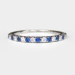 alternating sapphire and diamond band in white gold