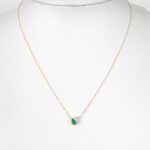 yellow gold pear shape emerald and diamond necklace