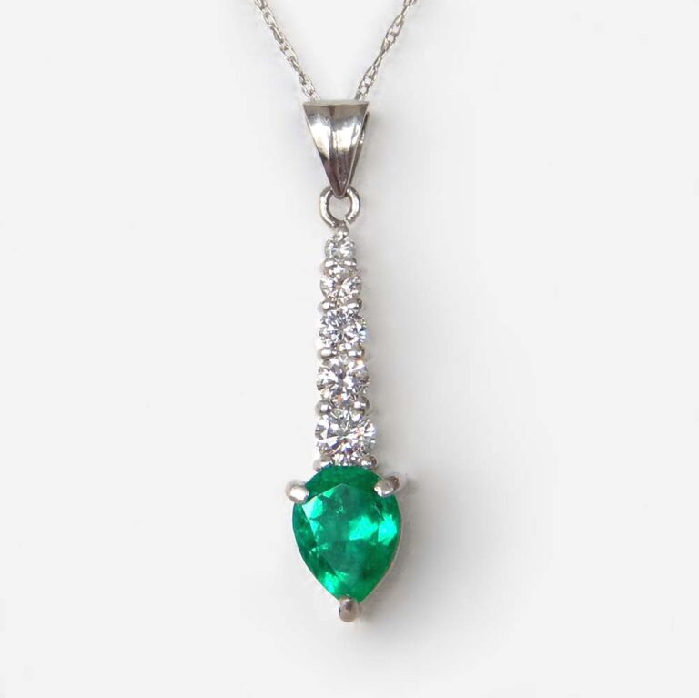 platinum emerald and diamond pendant