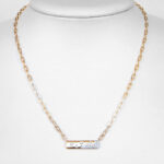 yellow gold scattered diamond bar necklace