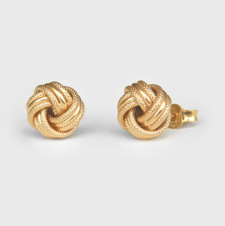 yellow gold love knot earrings