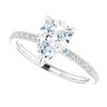 white gold pear shaped diamond engagement ring